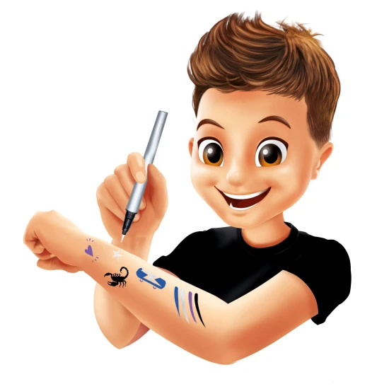 Bodytattoo mit Kreativset Tattoostifte Silber