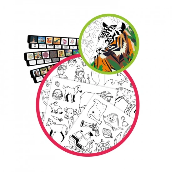 Projektor mit Zubehör zum Zeichnen und Ausmalen von Bildern für Kinder.