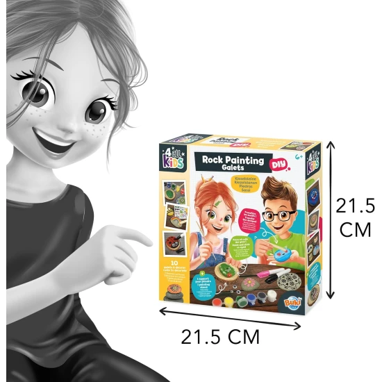 Kreatives Steinbemal-Set mit Farben, Pinsel, Aufklebern und Markern – ideal für kreative Projekte für Kinder und Erwachsene.