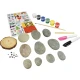 Kreatives Steinbemal-Set mit Farben, Pinsel, Aufklebern und Markern – ideal für kreative Projekte für Kinder und Erwachsene.
