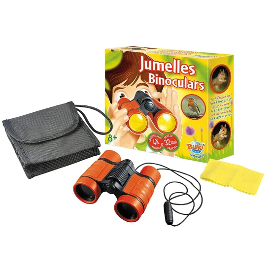 Kinderfernglas mit 4-facher Vergrößerung und 32-mm-Objektiv, entwickelt für die Beobachtung von Tieren und Natur. 