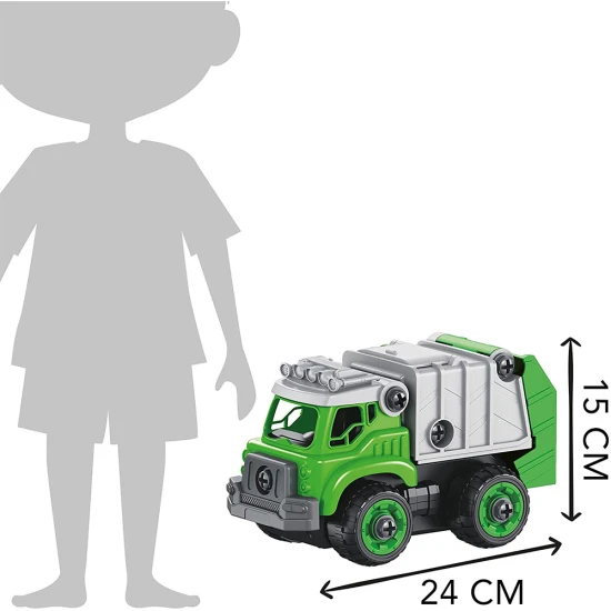 Müllwagen-Bausatz (2 Auto-Varianten) für die Fernsteuerung, den Ihr Kind selbst zusammenbauen kann.