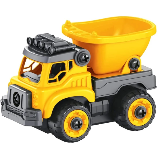 Ein Baumaschinenbausatz (2 Varianten: ein Bagger und ein LKW) zur Fernsteuerung, den das Kind selbst zusammenbauen kann.