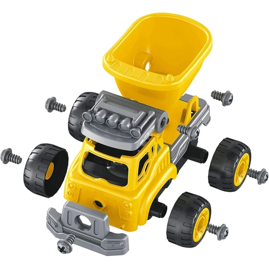 Ein Baumaschinenbausatz (2 Varianten: ein Bagger und ein LKW) zur Fernsteuerung, den das Kind selbst zusammenbauen kann.