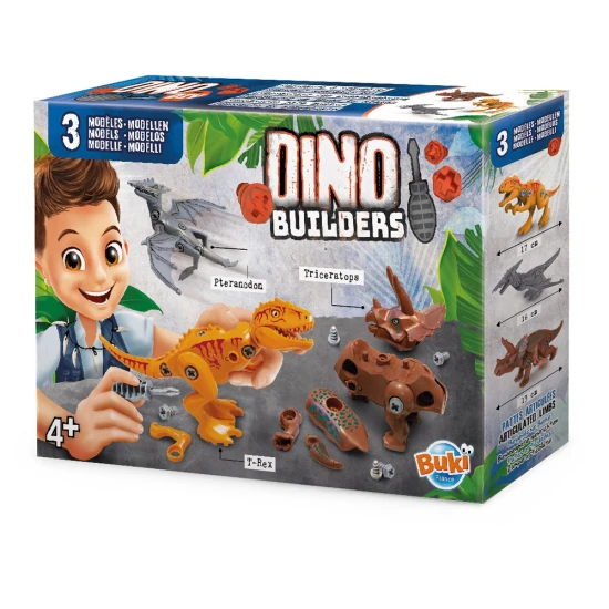 Ein Bausatz aus drei Dinosauriern für Dinosaurierliebhaber, die gerne basteln.