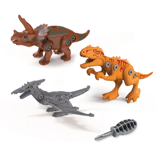 Ein Bausatz aus drei Dinosauriern für Dinosaurierliebhaber, die gerne basteln.