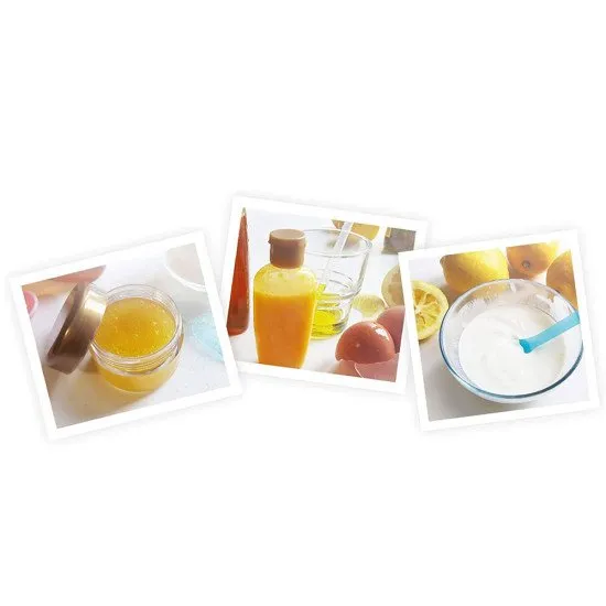 Das Set zur Herstellung selbstgemachter Kosmetik aus natürlichen Zutaten enthält 15 Rezepte und Werkzeuge zum Mischen.