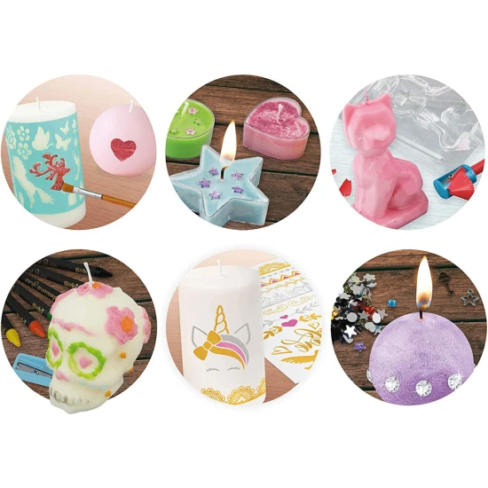 Stellen Sie natürliche Kerzen aus Sojawachs und Baumwolldochten her und dekorieren Sie sie. 