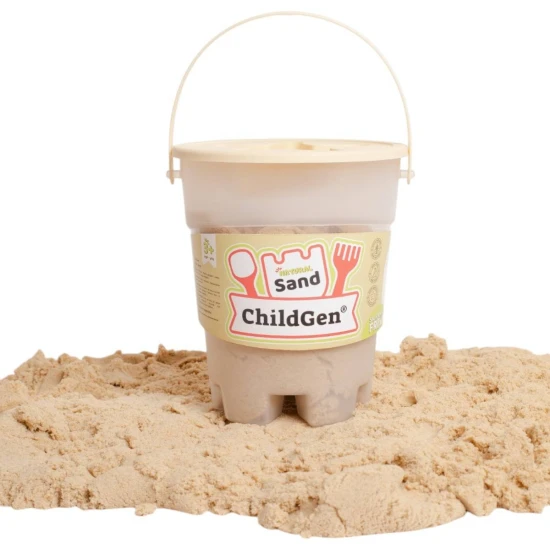 ChildGen Zaubersand im Eimer Natur 500 g – natürlicher, antibakterieller und duftender kinetischer Sand für Kinder.