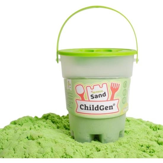 ChildGen Zaubersand im Eimer Green 500 g – natürlicher, antibakterieller und duftender kinetischer Sand für Kinder.