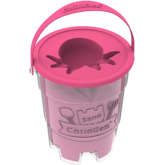 ChildGen Zaubersand im Eimer Pink 500 g – natürlicher, antibakterieller und duftender kinetischer Sand für Kinder.