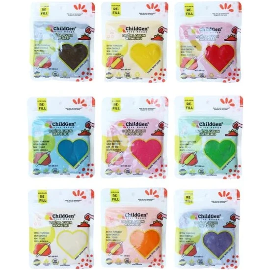 ChildGen Knete Ökopack  natürliches Knete in 9 leuchtenden Farben.