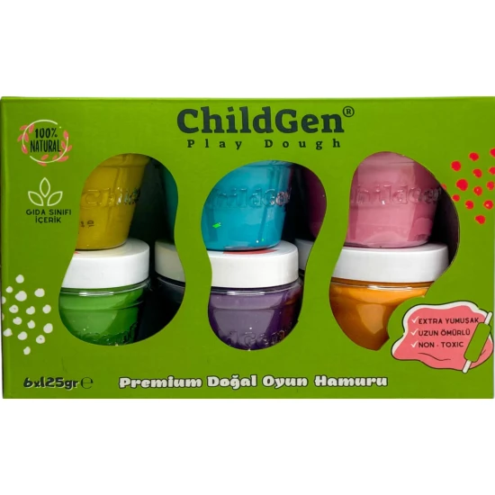 ChildGen Knete mit Glitzer im Becher, natürliche Knete in 6 leuchtenden Farben.