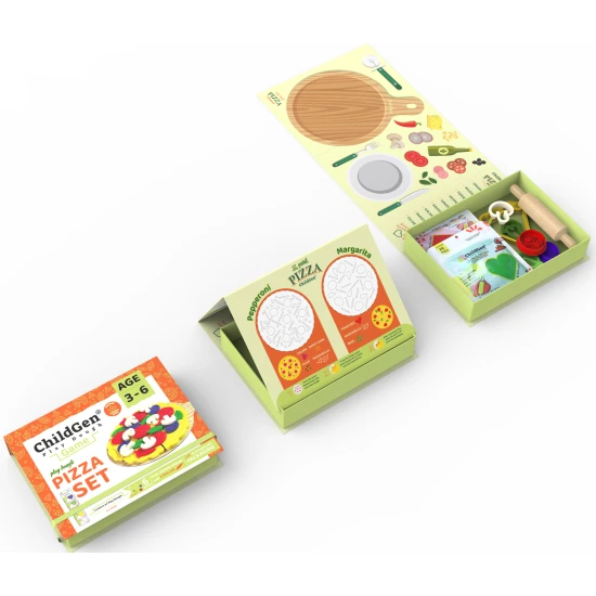 ChildGen Modelovacia sada Pizza - prírodná plastelína s formičkami a hracou podložkou.