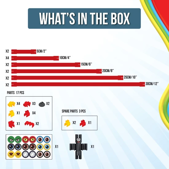 Verbinden, biegen und gestalten Sie mit dem flexiblen Spaghetteez-Bausatz.