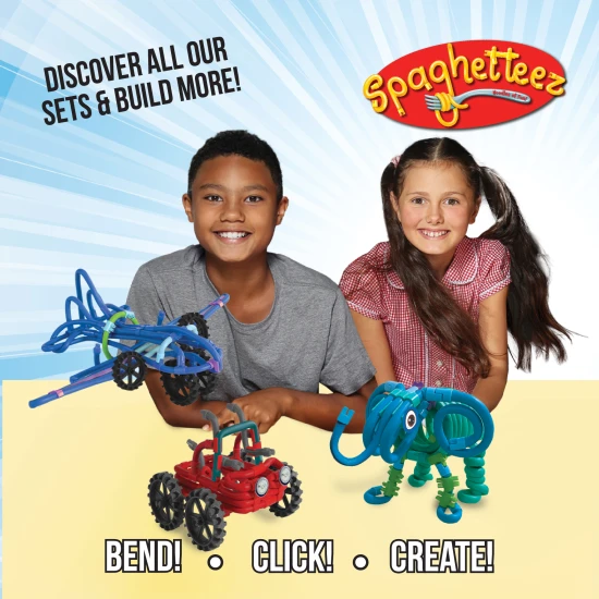 Verbinden, biegen und gestalten Sie mit dem flexiblen Spaghetteez-Bausatz.