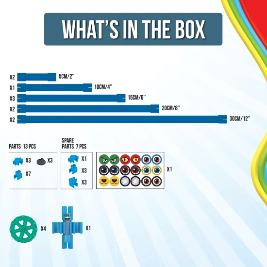 Verbinden, biegen und gestalten Sie mit dem flexiblen Spaghetteez-Bausatz.