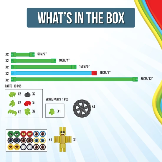 Verbinden, biegen und gestalten Sie mit dem flexiblen Spaghetteez-Bausatz.