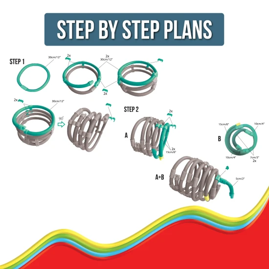 Verbinden, biegen und gestalten Sie mit dem flexiblen Spaghetteez-Bausatz.