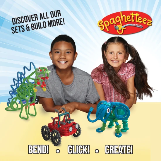 Verbinden, biegen und gestalten Sie mit dem flexiblen Spaghetteez-Bausatz.