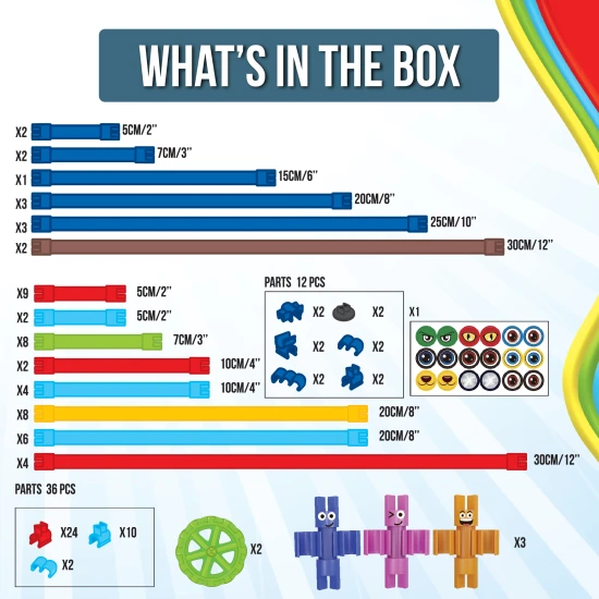 Verbinden, biegen und gestalten Sie mit dem flexiblen Spaghetteez-Bausatz.