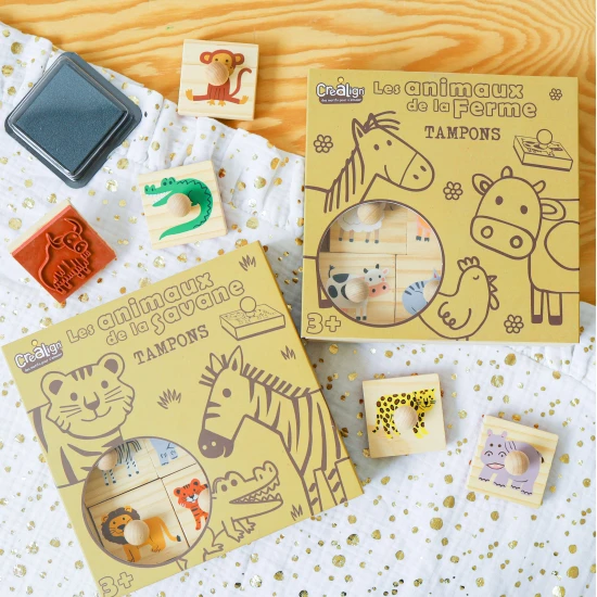 Holzstempel mit Griffen Savana 9 Stk