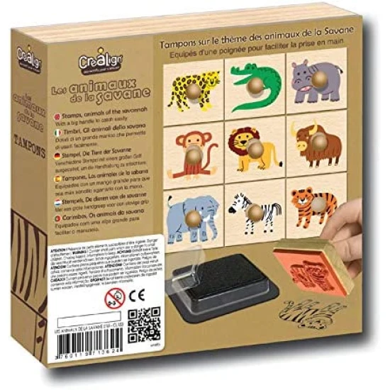 Holzstempel mit Griffen Savana 9 Stk