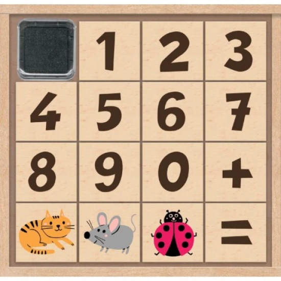 Holzstempel Tiere und Zahlen 15 Stk