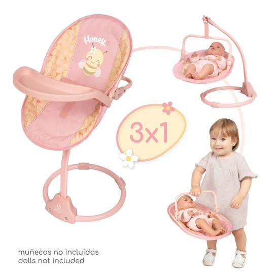Multifunktionaler 3in1 Puppen-Fütterstuhl und Schaukel DeCuevas Honey 2026