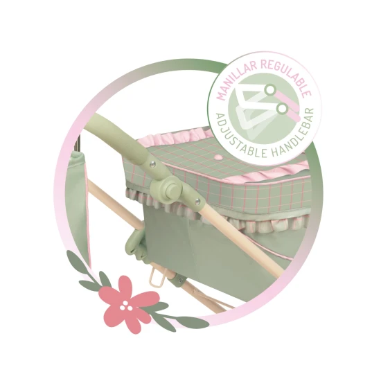 Klappbarer REBORN Puppenwagen mit Sonnenschirm und Zubehör DeCuevas Botanic 2026 90 cm Klappbarer REBORN Puppenwagen mit Sonnenschirm und Zubehör DeCuevas Botanic 2026 90 cm