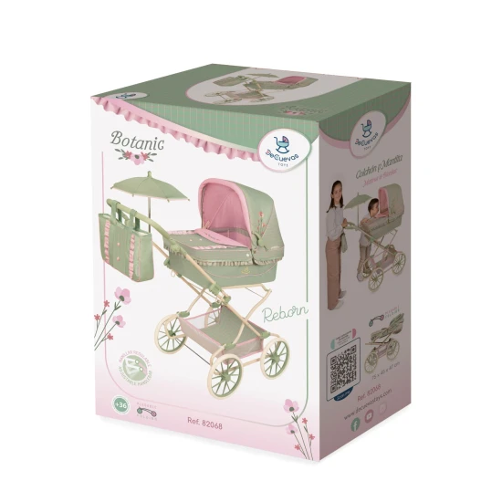 Klappbarer REBORN Puppenwagen mit Sonnenschirm und Zubehör DeCuevas Botanic 2026 90 cm Klappbarer REBORN Puppenwagen mit Sonnenschirm und Zubehör DeCuevas Botanic 2026 90 cm