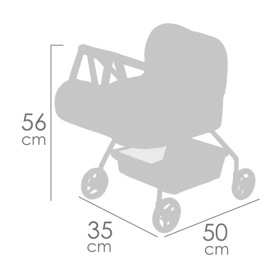 DeCuevas 86051 Mein erster Puppenwagen mit GALA 2023-Tasche, rosa und weiß mit Gymnastikmotiv und Sporttasche, perfekt für kleine Mädchen ab 3 Jahren.