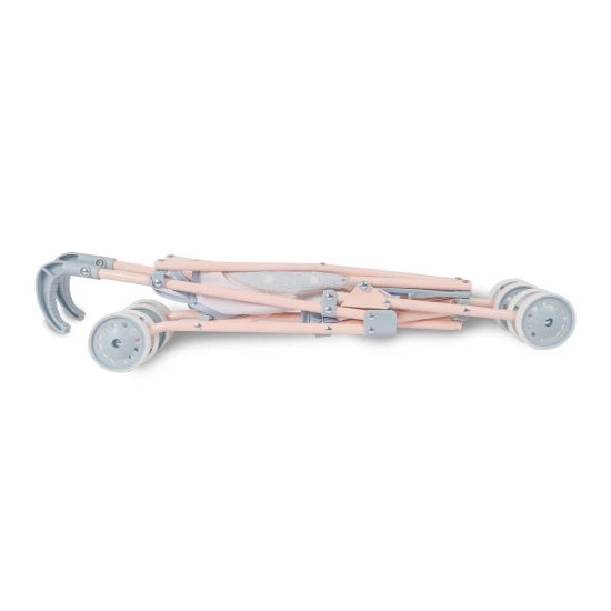 DeCuevas 90080 COCO 2024 Golf Clubs Klappbarer Puppenwagen, graublauer Kinderwagen mit Dinosaurier-Motiv für Mutter und Baby, ausgestattet mit einem Dreipunktgurt und stabiler Metallkonstruktion.