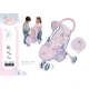 DeCuevas 90251 Sportlicher Dreirad-Kinderwagen für GALA 2023-Puppen, rosa-weißes Design mit Sportelement-Aufdruck und einer kleinen Turnerin, geeignet für Puppen bis zu einer Größe von 46 cm.