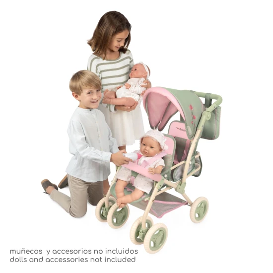 Zwillings-Puppenwagen mit Tasche DeCuevas Botanic 2026 72 cm Zwillings-Puppenwagen mit Tasche DeCuevas Botanic 2026 72 cm
