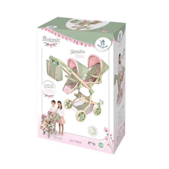 Zwillings-Puppenwagen mit Tasche DeCuevas Botanic 2026 91 cm Zwillings-Puppenwagen mit Tasche DeCuevas Botanic 2026 91 cm
