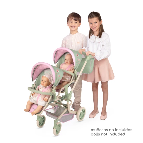 Zwillings-Puppenwagen mit Tasche DeCuevas Botanic 2026 91 cm Zwillings-Puppenwagen mit Tasche DeCuevas Botanic 2026 91 cm