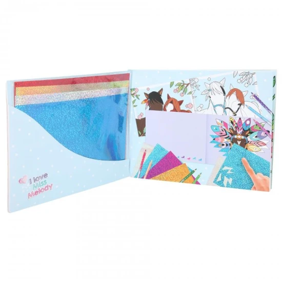 Kreativ-Malbuch Miss Melody Fancy Foils mit Pferden und Glitzerfolien