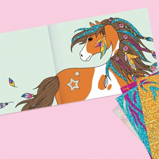 Kreativ-Malbuch Miss Melody Fancy Foils mit Pferden und Glitzerfolien