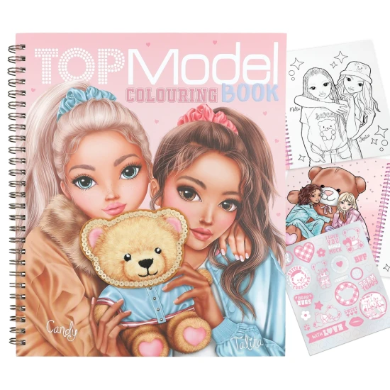 Malbuch TOPModel Team Teddy mit 40 Seiten Model-Motiven Teddybären und Stickerbogen Depesche