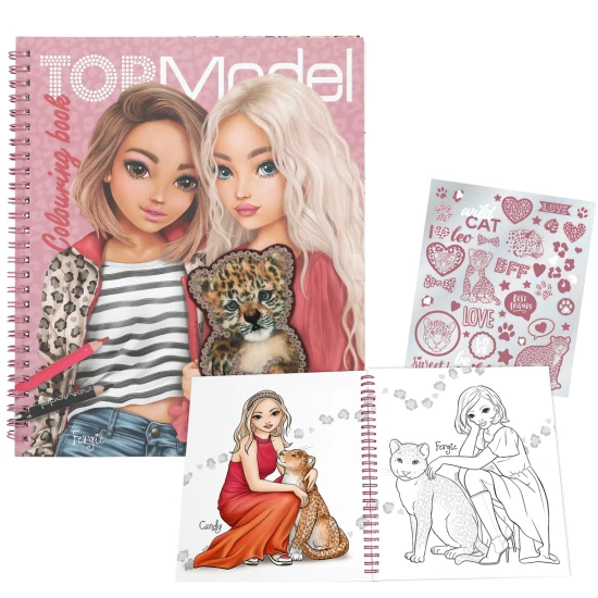 Malbuch TOPModel Fergie und Candy mit Leoheart-Design 40 Seiten Models Kätzchen und Stickerbogen Depesche