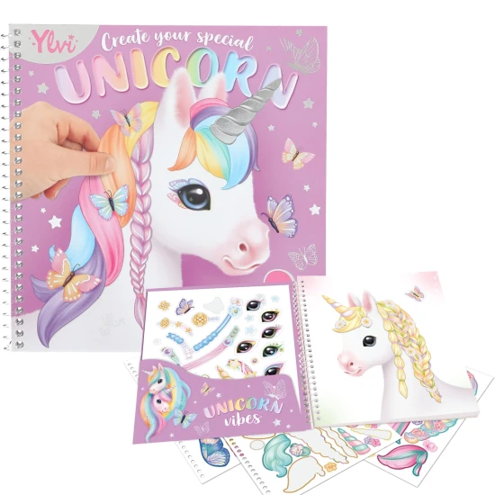 Kreativbuch Zieh mich an Einhorn Ylvi mit 24 Seiten und 11 Sticker-Bögen