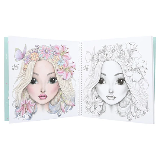 TOPModel Malbuch Models mit 20 floralen Motiven für Stifte und Wasserfarben