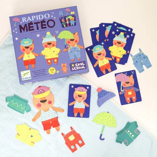 Ein Rapido Meteo-Spiel, bei dem die Spieler darum wetteifern, als Erste ihren Tiger zu verkleiden, je nachdem, wie gut sie sich die Anweisungen ihres Teamkollegen gemerkt haben.