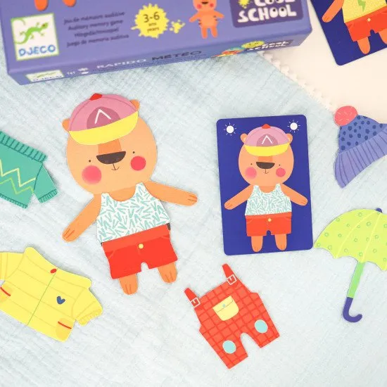 Ein Rapido Meteo-Spiel, bei dem die Spieler darum wetteifern, als Erste ihren Tiger zu verkleiden, je nachdem, wie gut sie sich die Anweisungen ihres Teamkollegen gemerkt haben.