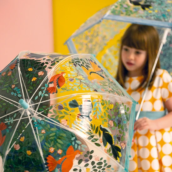 Kinderregenschirm Blumen und Vögel Größe M