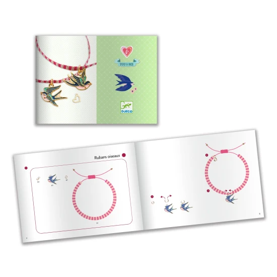 Vögel an Bändern: 2 Armbänder aus Bändern mit Anhängern