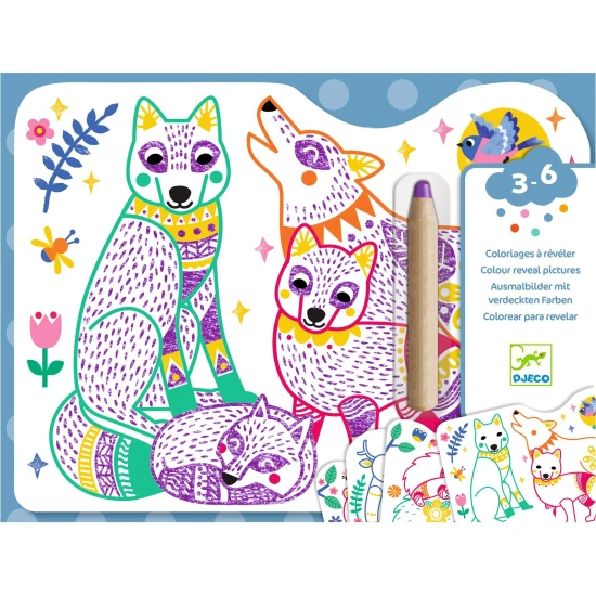 Zauberhaftes Ausmalen mit Buntstiften: Familien aus dem Wald