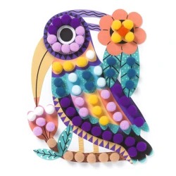 Collage mit Pompons, Vogelsilhouette