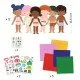 DJECO Kreativset für Kinder mit 12 Figuren und selbstklebendem Anziehfilz, aus ökologischem FSC®-Papier.